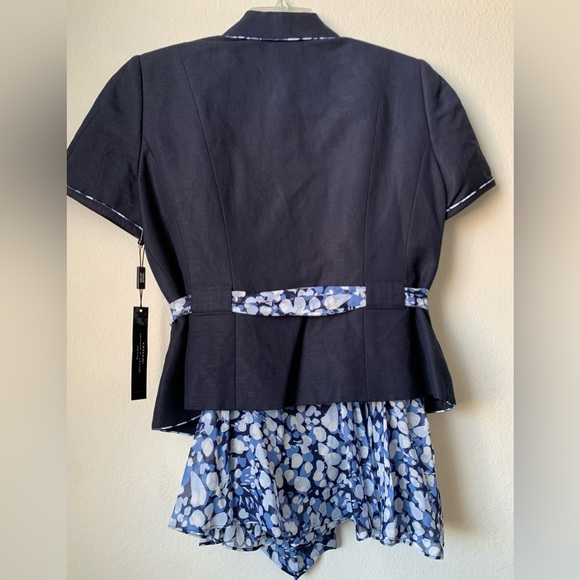 NWT Tahari ASL 2Piece Skirt Suit Short Sleeve Belted Jacket Pleated Flare Skirt - Picture 5 of 12
